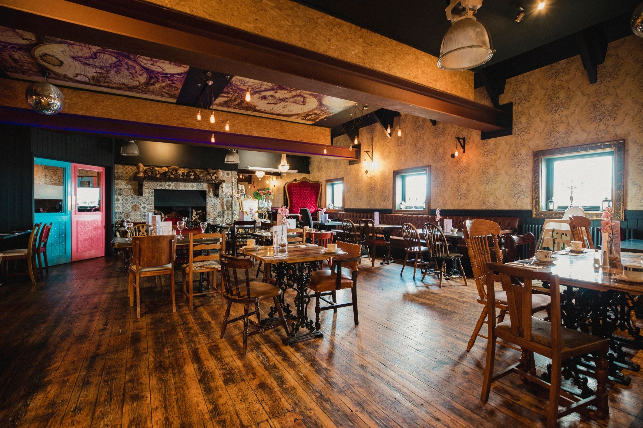 Rustic restaurant-style seating area
