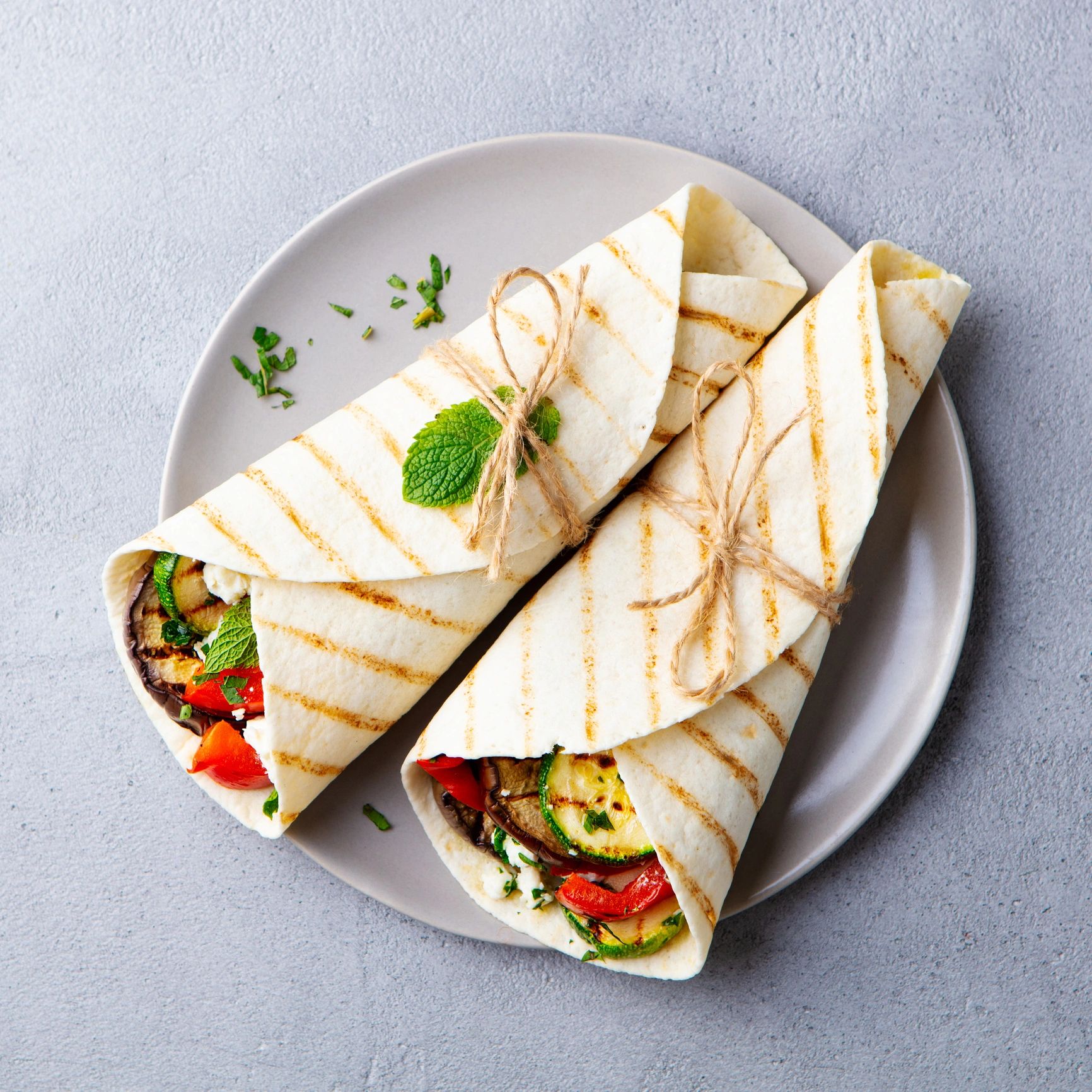 Paneer wrap with grilled veggies and sauce