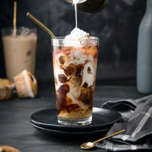 Glass with ice and coffee